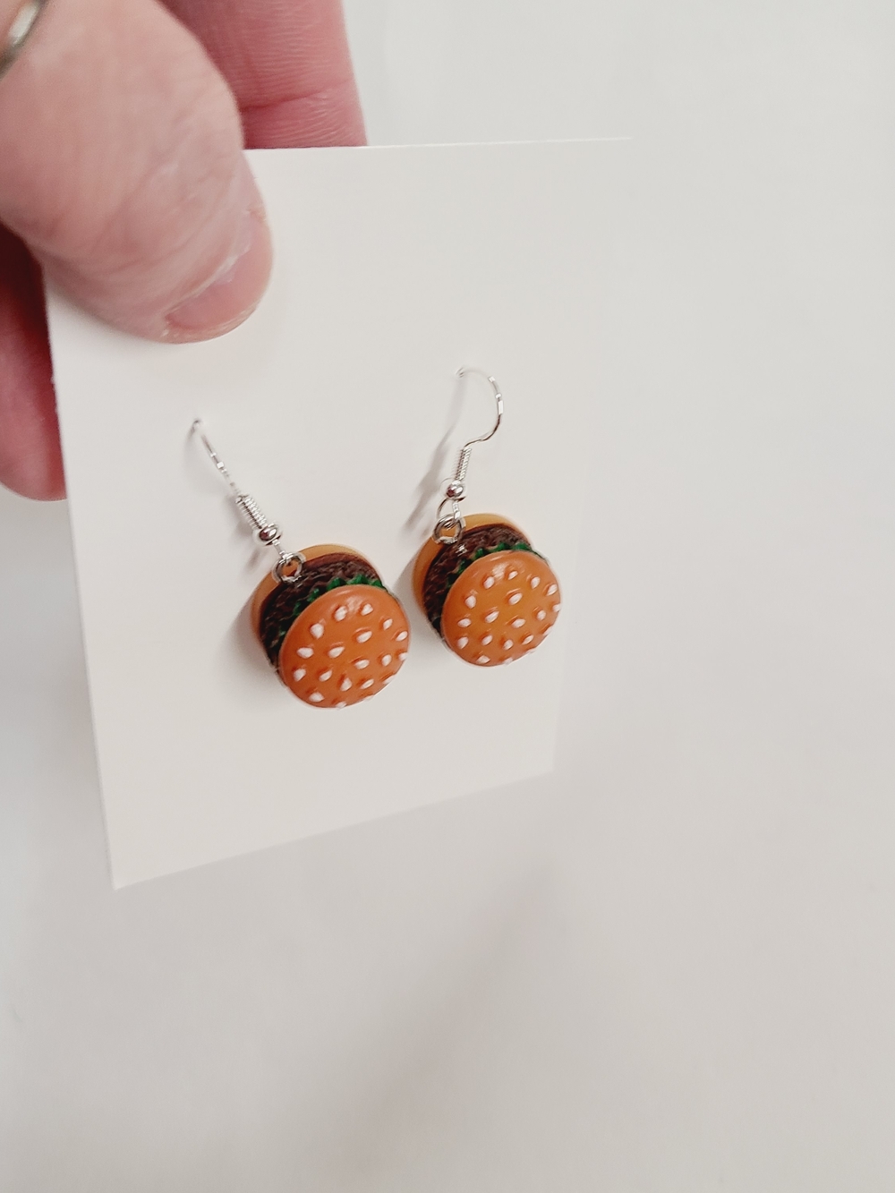 Burger Dangle Earrings - Brown & Green